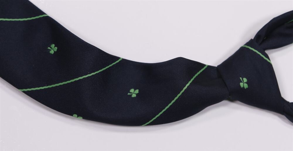 CTC Made in Ireland Vintage Striped Shamrock Polyester Slim Necktie Tie